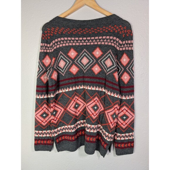 Talbots Crew Neck Soft Aztec Geometric Print Lambs Wool blend Sweater Small 112 - Picture 2 of 7